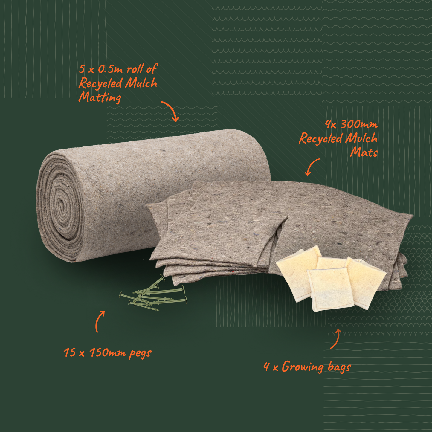 Mulch & Weed Mat Rolls from 100% NZ Recycled Wool