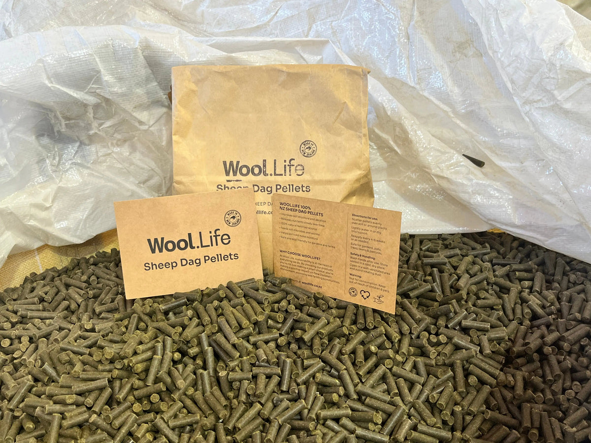Wool.Life sheep dag pellets - turning wool waste into NZ natural garden fertiliser