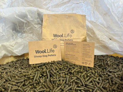 Wool.Life sheep dag pellets in hand - natural NZ fertiliser for soil enrichment