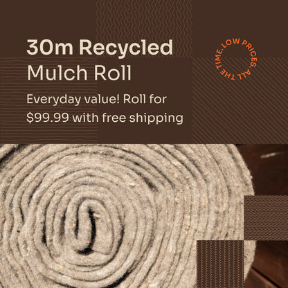 Wool.Life everyday value recycled wool mulch mat roll - affordable NZ weed mat