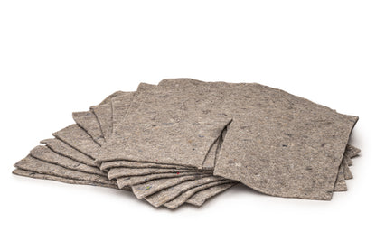 Close-up view of recycled wool mulch mat squares with natural fibre texture